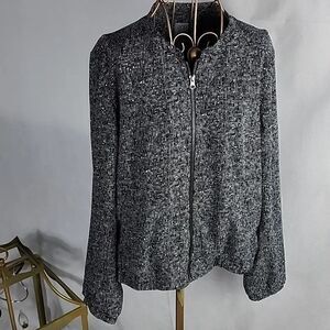 Black & White Zippered Bomber Jacket Paraphrase